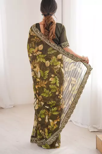 mahendi marble patta stylish festive special saree