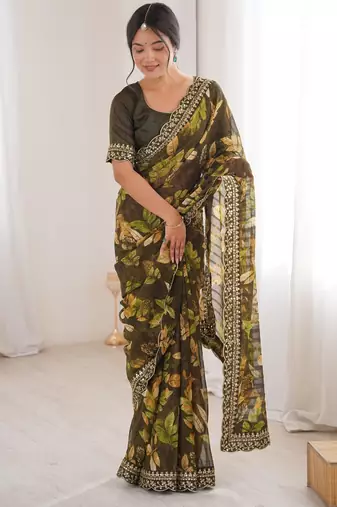 mahendi marble patta stylish festive special saree