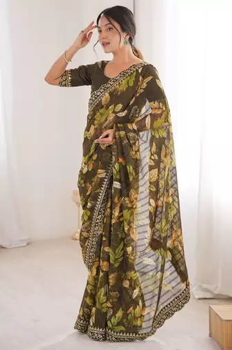 mahendi marble patta stylish festive special saree