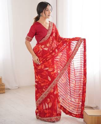 red marble patta stylish festive special saree 5