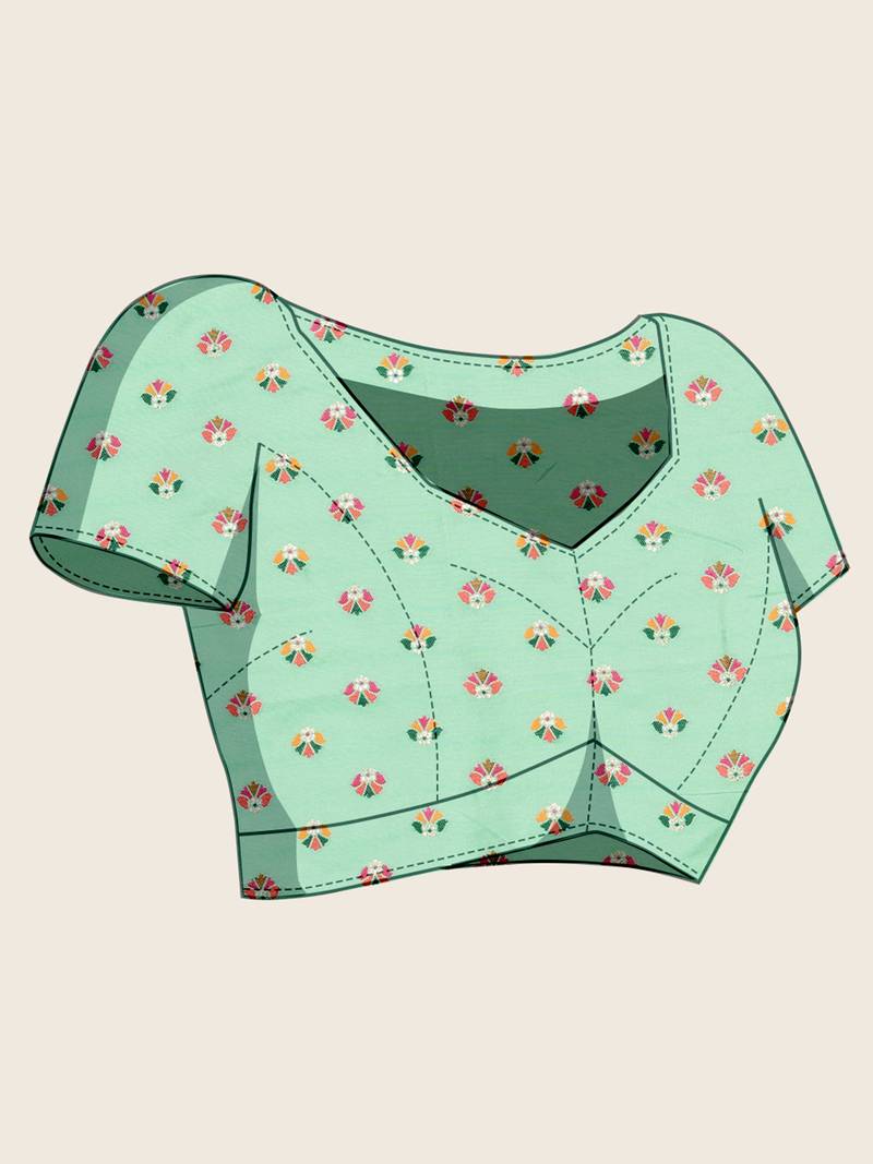 sea green color beautiful silk blend blended meenakari designer ethnic partywear saree