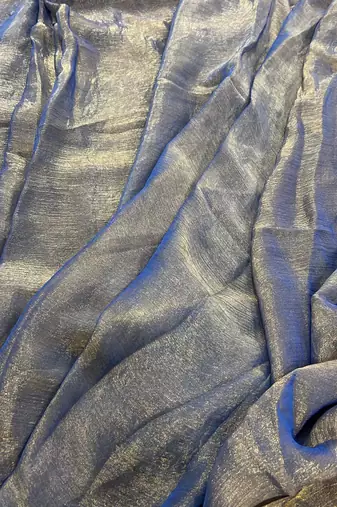 Light blue color fendy chiffon saree with running blouse