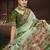 pista green color crepe silk blend fabric designer foil printed saree