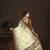 cream color crepe silk blend fabric designer foil printed saree