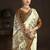 cream color crepe silk blend fabric designer foil printed saree