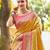mustard color kanjivaram silk blend ethnic fancy meenakari designer saree