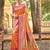 orange color kanjivaram silk blend ethnic fancy meenakari designer saree