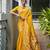 yellow color banarasi silk blend fabric designer partywear saree