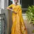 yellow color banarasi silk blend fabric designer partywear saree