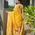 yellow color banarasi silk blend fabric designer partywear saree