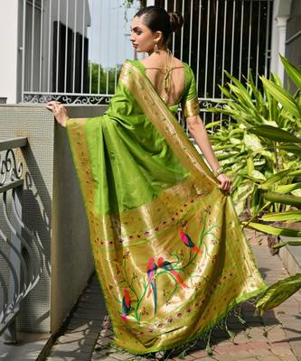 mahendi faux banarasi silk blend partywear saree 2
