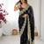 black color fendy chiffon fabric beautiful embroidered saree