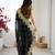 black color fendy chiffon fabric beautiful embroidered saree