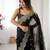 black color fendy chiffon fabric beautiful embroidered saree