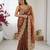 brown color fendy chiffon fabric beautiful embroidered saree