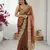 brown color fendy chiffon fabric beautiful embroidered saree