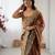 brown color fendy chiffon fabric beautiful embroidered saree
