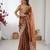 brown color fendy chiffon fabric beautiful embroidered saree