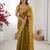 mustard color fendy chiffon fabric beautiful embroidered saree