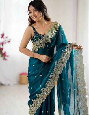 rama chiffon embroidered saree 3