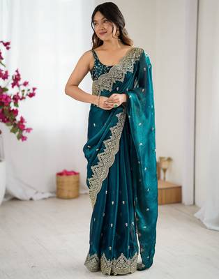 rama chiffon embroidered saree 4
