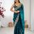 rama color fendy chiffon fabric beautiful embroidered saree