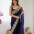 Blue color fendy chiffon fabric beautiful embroidered saree