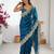 teal color fendy chiffon fabric beautiful embroidered saree
