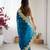teal color fendy chiffon fabric beautiful embroidered saree