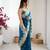 teal color fendy chiffon fabric beautiful embroidered saree