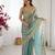 sky blue color fendy chiffon fabric beautiful embroidered saree