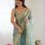 sky blue color fendy chiffon fabric beautiful embroidered saree