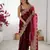 wine color fendy chiffon fabric beautiful embroidered saree