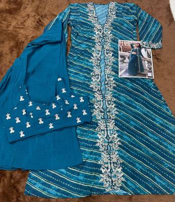 blue chinon silk indo-western shrug with elegant flow 3