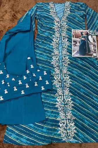 blue chinon silk indo-western shrug with elegant flow