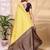 yellow color lichi art silk fabric beautiful woven designer saree