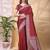 maroon color lichi art silk fabric beautiful woven designer saree
