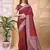 maroon color lichi art silk fabric beautiful woven designer saree