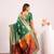 parrot green color banarasi art silk fabric designer partywear saree