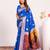 royal blue color banarasi art silk fabric designer partywear saree