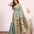 firozi color muga cotton fabric paithani weaving designer partywear saree