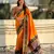 orange color soft silk blend woven designer saree for ceremonial looks