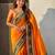 orange color soft silk blend woven designer saree for ceremonial looks