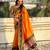 orange color soft silk blend woven designer saree for ceremonial looks