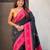 black color soft silk blend woven designer saree for ceremonial looks