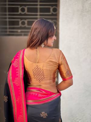 black soft silk blend woven saree ceremonial looks 5