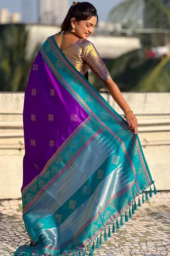 purple soft silk blend woven saree ceremonial looks