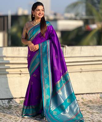 purple soft silk blend woven saree ceremonial looks 4