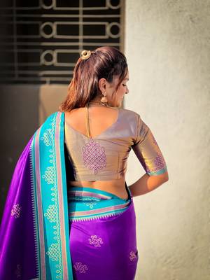 purple soft silk blend woven saree ceremonial looks 5