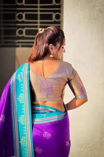 purple soft silk blend woven saree ceremonial looks